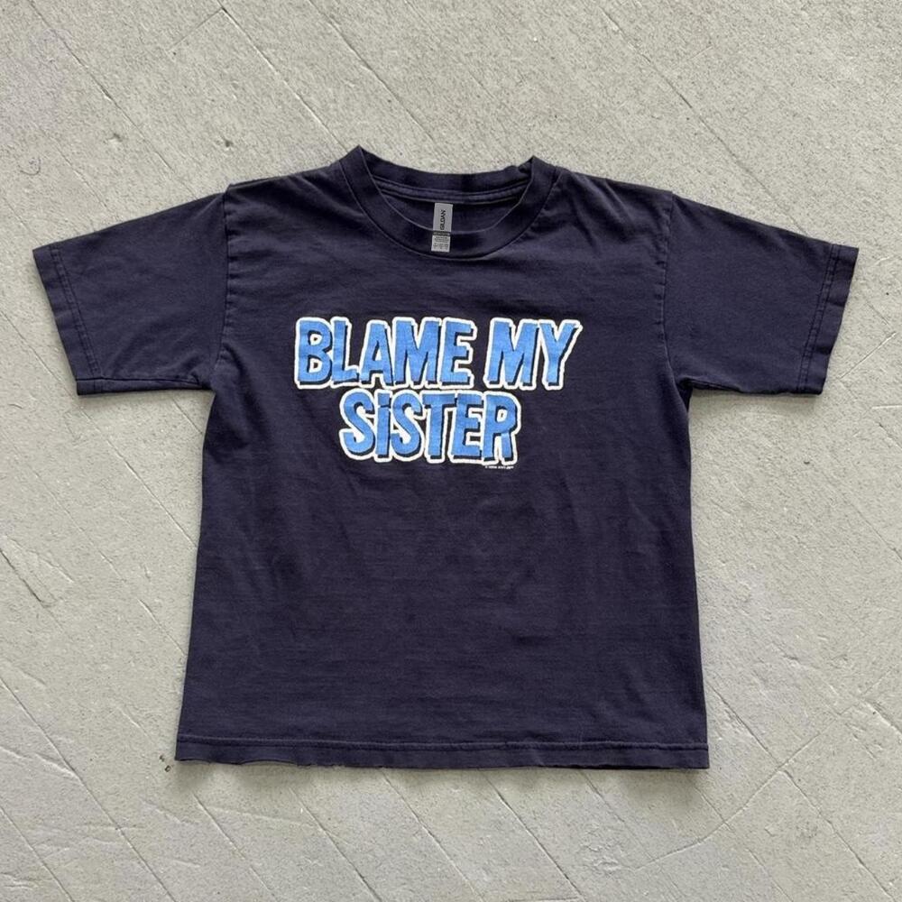 Navy Blue Blame My Sister Cotton Tee